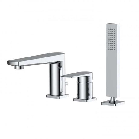 RAK Blade Deck Mounted 3-Hole Chrome Bath Shower Mixer Tap with handheld showerhead