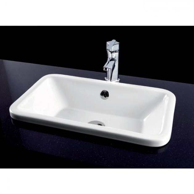 RAK Chameleon Modern 0 Tap Hole Inset Counter Basin 560mm Wide - White - CHAMBAS