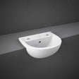 RAK Compact Modern 2 tap hole curved semi recessed basin in Alpine White, 450mm wide, vitreous china bathroom sink