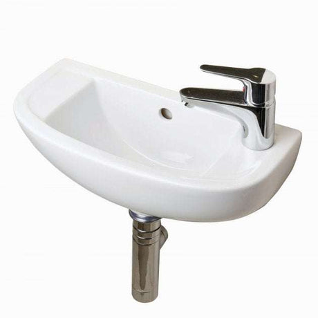RAK Compact 1 RH Tap Hole Cloakroom Curved Basin 450mm Wide - White - COMSLWB1RH