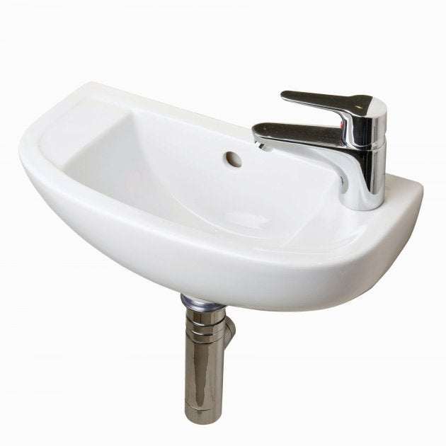 RAK Compact 1 RH Tap Hole Cloakroom Curved Basin 450mm Wide - White - COMSLWB1RH