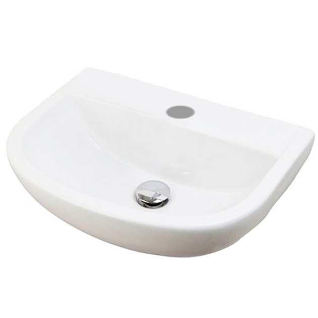 RAK Compact 1 Tap Hole Special Needs Cloakroom Curved Basin 500mm Wide - White - COM50BASSN1