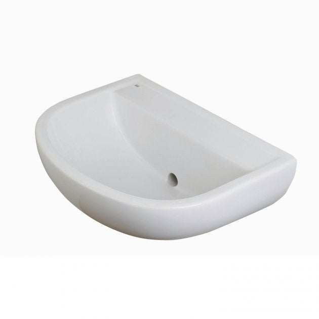 RAK Compact 0 Tap Hole Special Needs HO Cloakroom Curved Basin 500mm Wide - White - COM50BASSNHO - TAP 'N' SHOWER