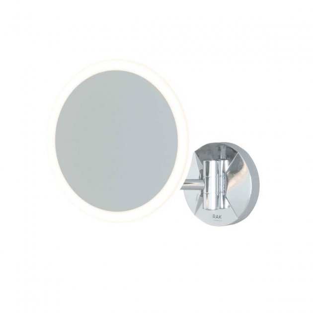 RAK Demeter Magnetic Illuminated Pullout Switch Plus Round LED 3x Magnifying Mirror 213mm High x 200mm Wide - RAKDEM5003 - TAP 'N' SHOWER