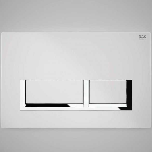 RAK Ecofix Modern Polished Chrome Surrounding Rectangular Dual Flush Plate - White - FS04RAKWHRE8C - TAP 'N' SHOWER