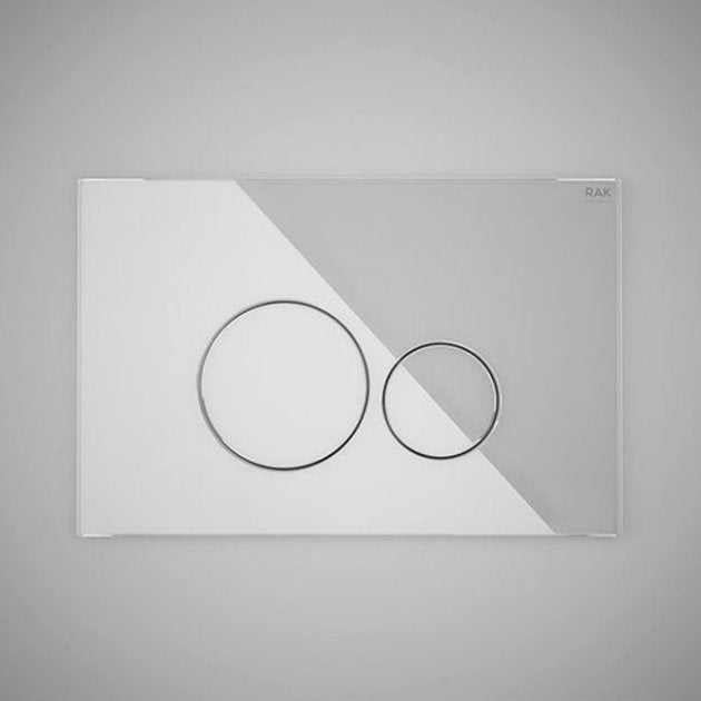 RAK Ecofix Modern White Glass Round Dual Flush Plates - White Glass - FSRAKPPL009 - TAP 'N' SHOWER