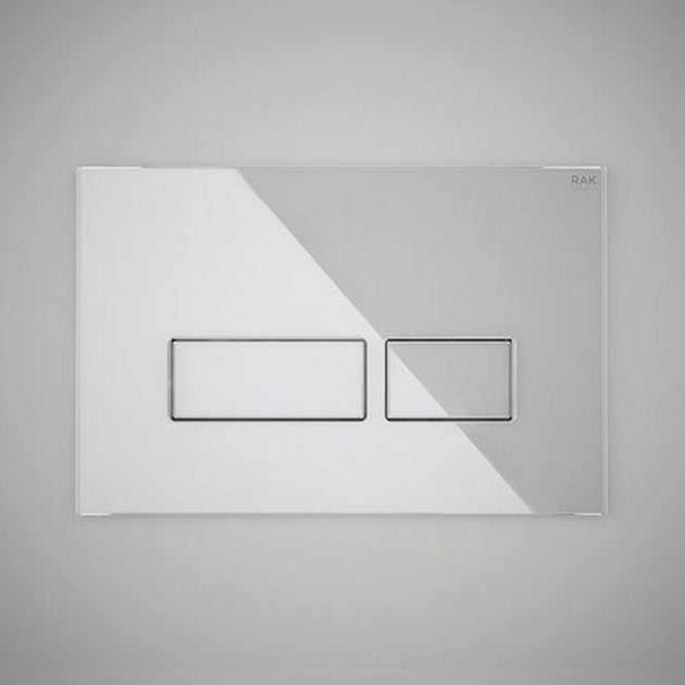 RAK Ecofix Modern Push Button Rectangular Dual Flush Plates - White Glass - FSRAKPPL011 - TAP 'N' SHOWER