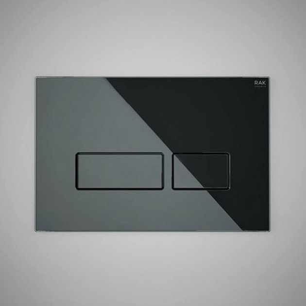RAK Ecofix Push Button rectangular dual flush plate black glass sleek bathroom fixture