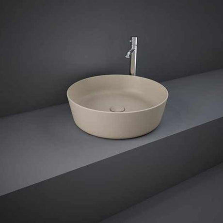 RAK Feeling Modern round matt cappuccino countertop wash basin 420mm wide by RAK Ceramics