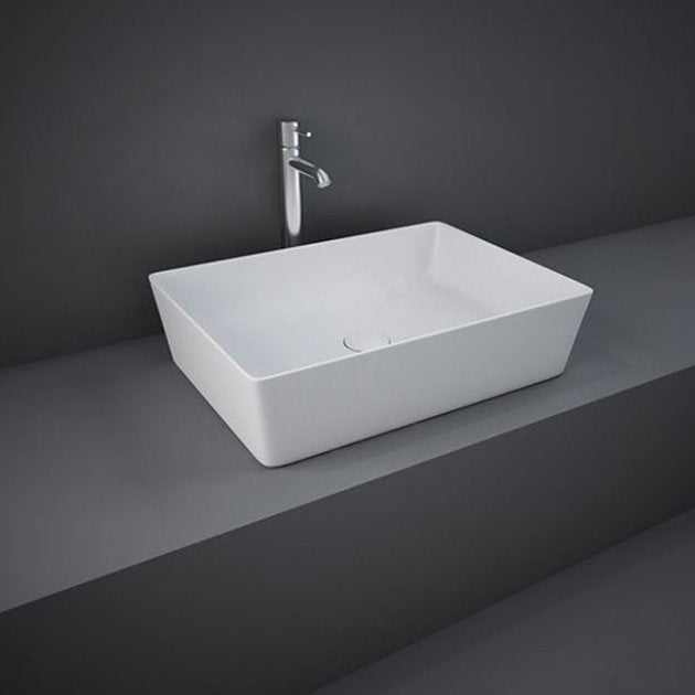 RAK Feeling Modern 500mm wide matt white rectangular countertop wash basin