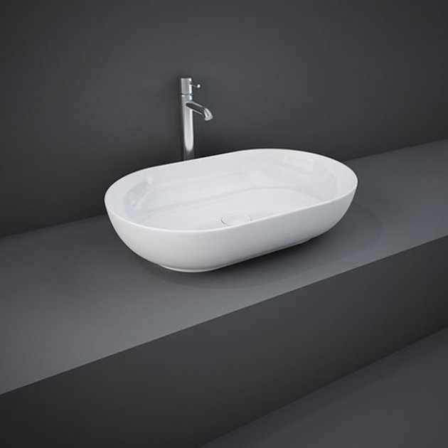 RAK Feeling Modern Oval Countertop Wash Basin 550mm Wide - Alpine White - FEECT5500AWHA - TAP 'N' SHOWER