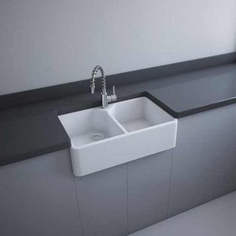 RAK Gourmet Modern 10 Ceramic Belfast Kitchen Sink 2.0 Bowl 800mm Length x 500mm Wide - White - GOSINK10