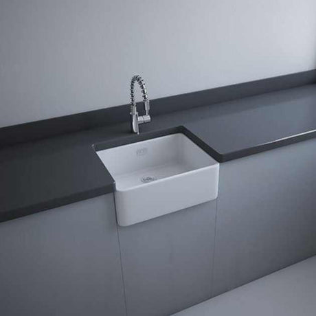 RAK Gourmet Modern 2 Ceramic Belfast Kitchen Sink 1.0 Bowl 595mm Length x 475mm Wide - White - GOSINK2
