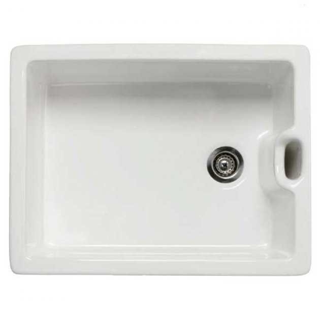 RAK Gourmet Modern 8 Ceramic Belfast Kitchen Sink 1.0 Bowl with Weir Overflow 595mm Length x 455mm Wide - White - GOSINK8