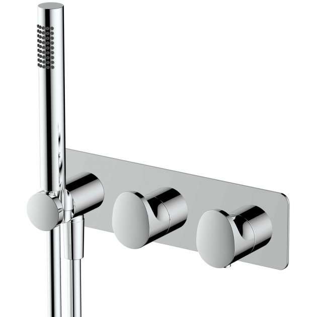 RAK Horizontal Concealed Dual Outlet Thermostatic Shower Valve with Handset - Chrome - RAKITA3305C - TAP 'N' SHOWER