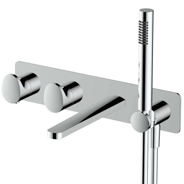 RAK Horizontal Concealed Dual Outlet Thermostatic Shower Valve with Handset and Bath Spout - Chrome - RAKITA3306C - TAP 'N' SHOWER