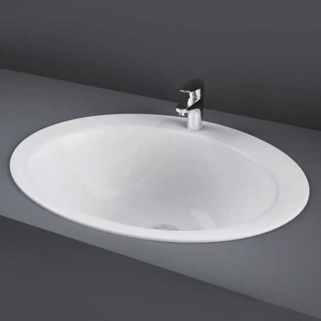 RAK Jessica Modern 1 Tap Hole Inset Countertop Basin 530mm Wide - (No Overflow) - White - JESVB0