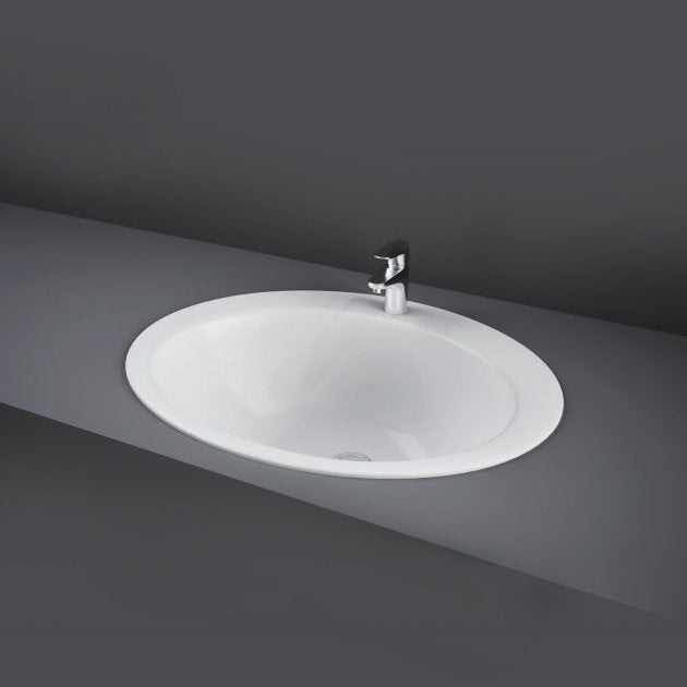 RAK Jessica Inset 1 Tap Hole Oval Countertop Basin 530mm Wide - White - JESVB1 - TAP 'N' SHOWER