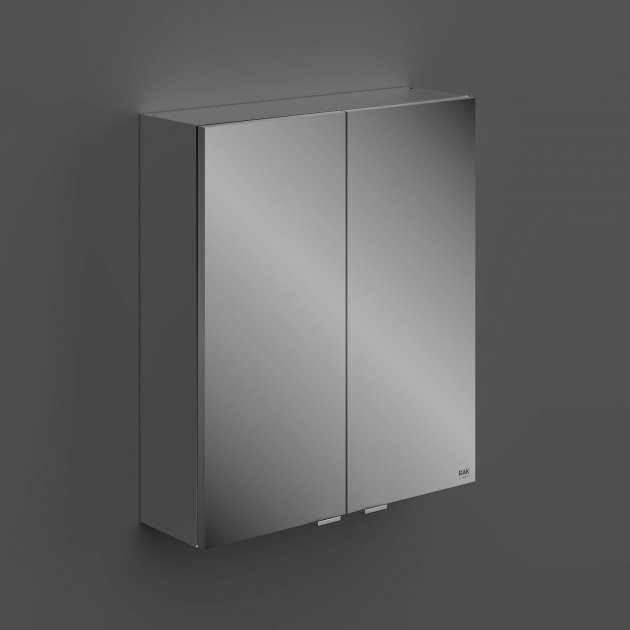 RAK Joy 2 Doors Rectangular Wall Hung Mirror Cabinet 600mm Wide - Grey - JOYMC06002