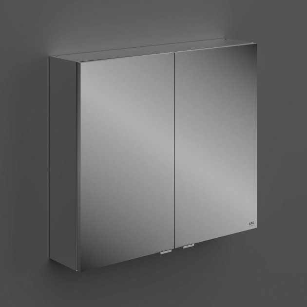 RAK Joy 2 Doors Wall Hung Rectangular Mirror Cabinet 800mm Wide - Grey - JOYMC08002 - TAP 'N' SHOWER