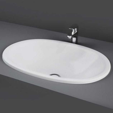 RAK Lily Modern 0 Tap Hole Inset Countertop Basin 460mm Wide - White - LILYOCVB