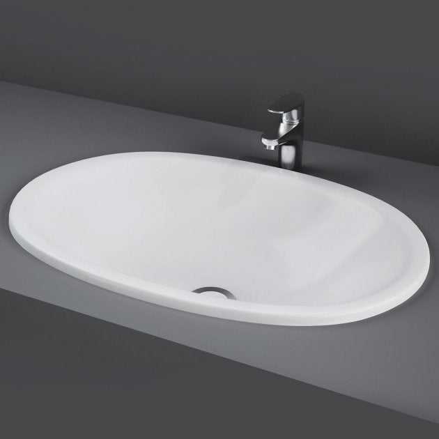 RAK Lily Modern 0 Tap Hole Inset Countertop Basin 460mm Wide - White - LILYOCVB