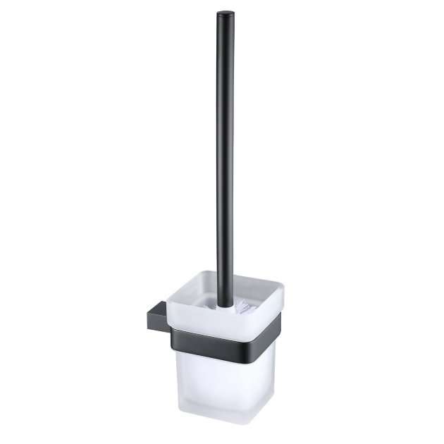 RAK Moon Wall Mounted modern black toilet brush and holder for bathroom