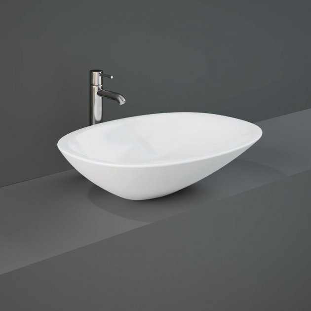 RAK Morning 0 Tap Hole Sit - On Countertop Oval Basin 540mm Wide - White - MORCT5400AWHA - TAP 'N' SHOWER