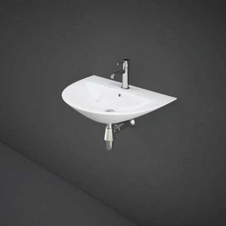 RAK Morning 1 Tap Hole Semi Recessed Curved Basin 550mm Wide - White- MORSR5501AWHA