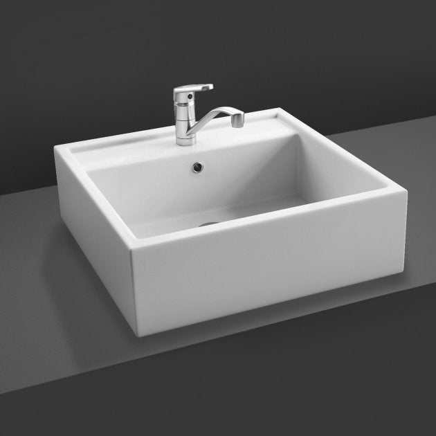 RAK Nova Modern 1 Tap Hole Sit-On Countertop Basin 460mm Wide - White - NOVA1