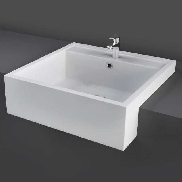 RAK Nova Modern 1 Tap Hole Semi Recessed Basin 460mm Wide - White - NOVASR