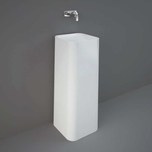 RAK Petit Modern 360mm wide alpine white square freestanding ceramic basin with 0 tap hole design