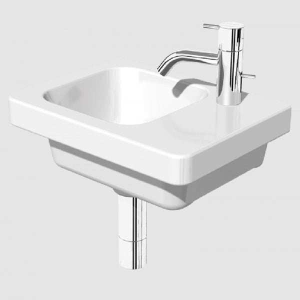 RAK Resort Right Handed 1 Tap Hole Rectangular Wall Hung Basin 360mm Wide - White - RST36SL1RH - TAP 'N' SHOWER