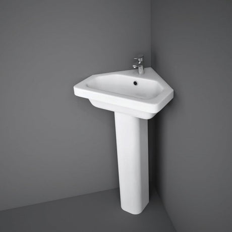 Rak Resort Corner Basin 1 Tap Hole 450mm - White - RST45CNRB1 - TAP 'N' SHOWER