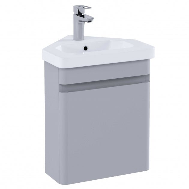 RAK Resort Wall Hung Corner Vanity Unit 450mm - Matt Stone - RAKRSTWBC45601 - TAP 'N' SHOWER