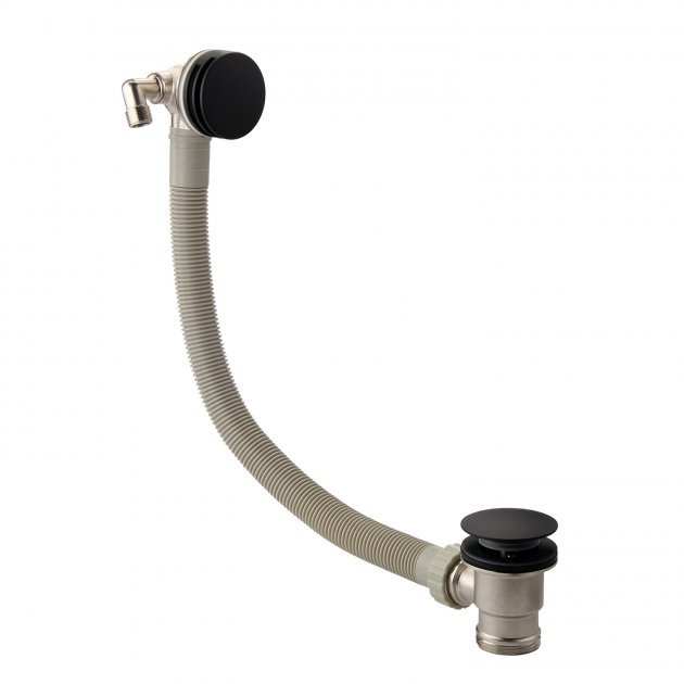 RAK Round Modern Click Clack Waste Freeflow Overflow Bath Filler Tap - Black - RAKL9025RB - TAP 'N' SHOWER