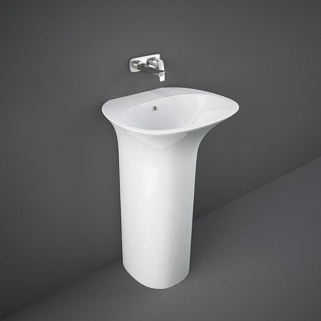 RAK Sensation Modern 0 Tap Hole Basin with Full Pedestal 550mm Wide - Alpine White - SENFS5500AWHA