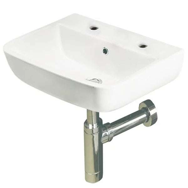 RAK Series 600 Cloakroom 2 Tap Hole Square Basin 400mm Wide - White - S60040BAS2