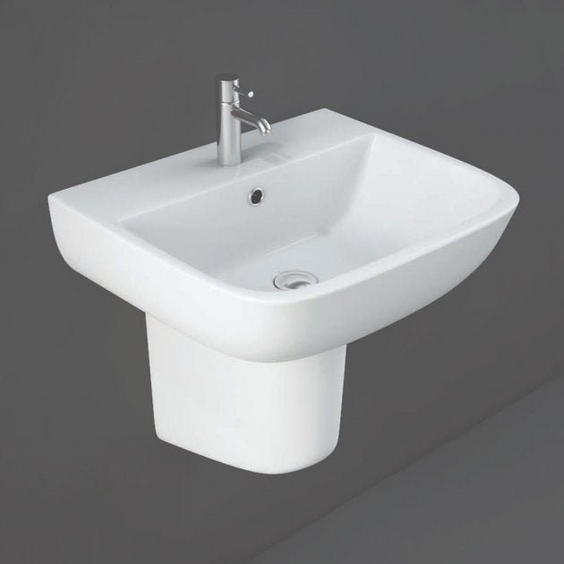 Rak Series 600 Semi Pedestal For 52cm Basin - White - S600HPED - TAP 'N' SHOWER