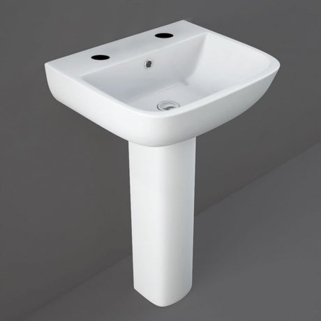 Rak Series 600 Basin 2 Tap Holes 520mm - White - S60052BAS2 - TAP 'N' SHOWER