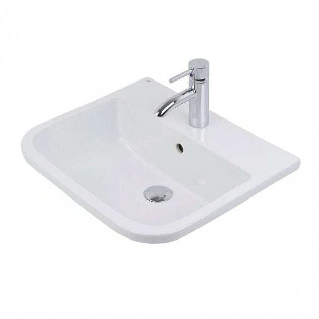 RAK Series 600 Inset 1 Tap Hole Vanity Square Basin 500mm Wide - White - S600VB1