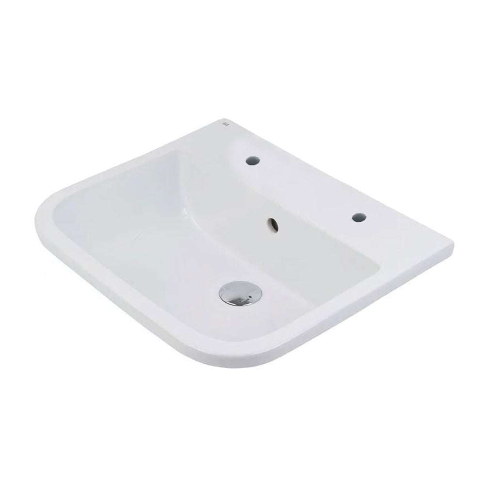 RAK Series 600 Inset 2 Tap Hole Vanity Square Basin 500mm Wide - White - S600VB2 - TAP 'N' SHOWER