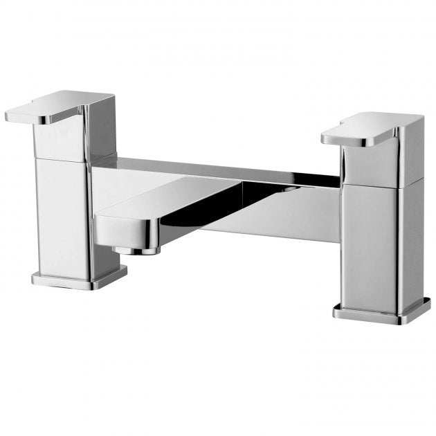 RAK Series 600 Modern Pillar Mounted Double Lever Bath Filler Tap - Chrome - RAKS6003004 - TAP 'N' SHOWER