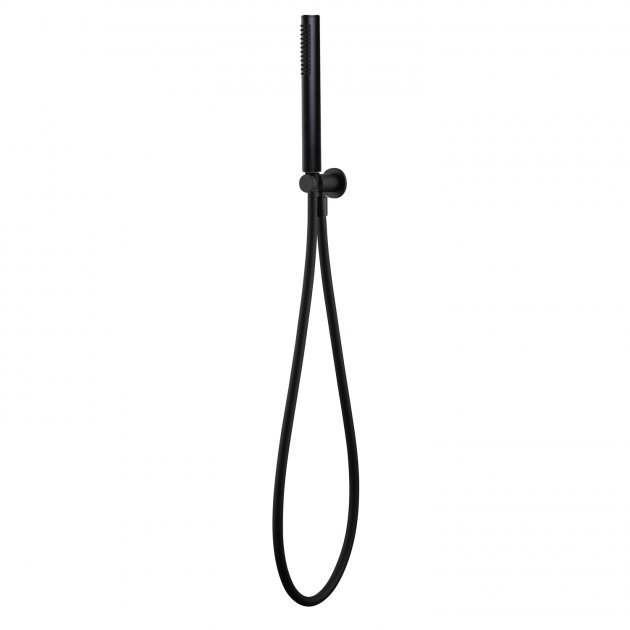 RAK Modern Round Shower Handset with Bracket and Hose - Black - RAKSHW4002B - TAP 'N' SHOWER