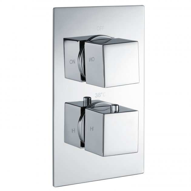 RAK Thermostatic Dual Handle Square 1 Outlet Concealed Shower Valve - Chrome - RAKSHW3201S - TAP 'N' SHOWER