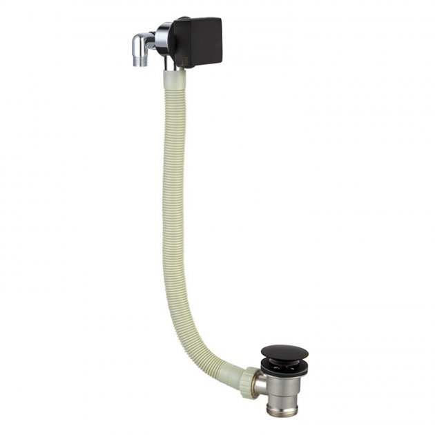 RAK Modern Square Overflow Bath Filler Tap with Waste - Black - RAKL9025SQB - TAP 'N' SHOWER