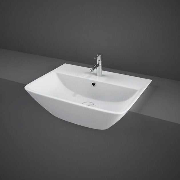 RAK Summit 1 Tap Hole Semi-Recessed Basin 500mm Wide - Alpine White - SUM50SR1