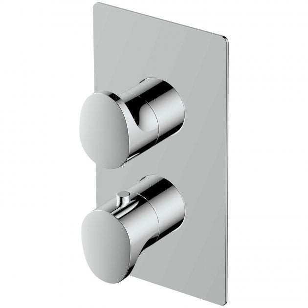 RAK Round Dual Outlet concealed dual handle thermostatic shower valve in chrome finish