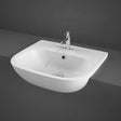 RAK Tonique Modern 1 Tap Hole Semi-Recessed Basin 520mm Wide - White - TONSRBAS1