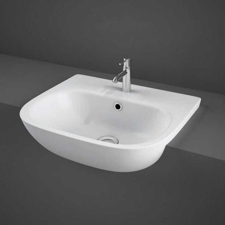 RAK Tonique Modern 1 Tap Hole Semi-Recessed Basin 520mm Wide - White - TONSRBAS1